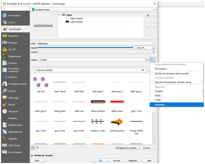 symbologie QGIS lignes 