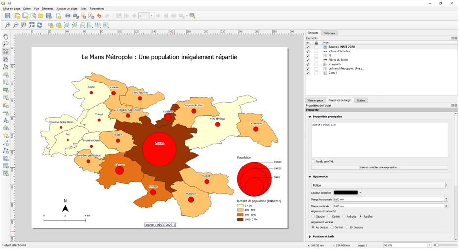 Texte sur le composeur d'impression QGIS