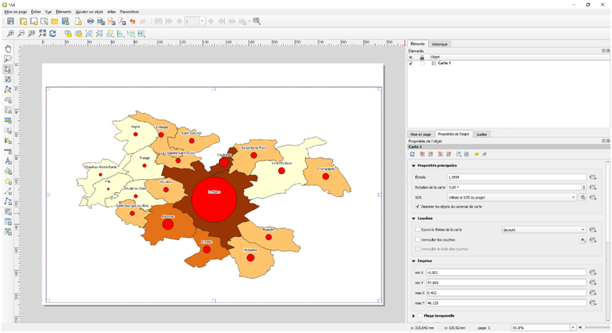 mise en page QGIS et la carte