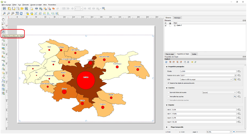 déplacement de la carte sur QGIS