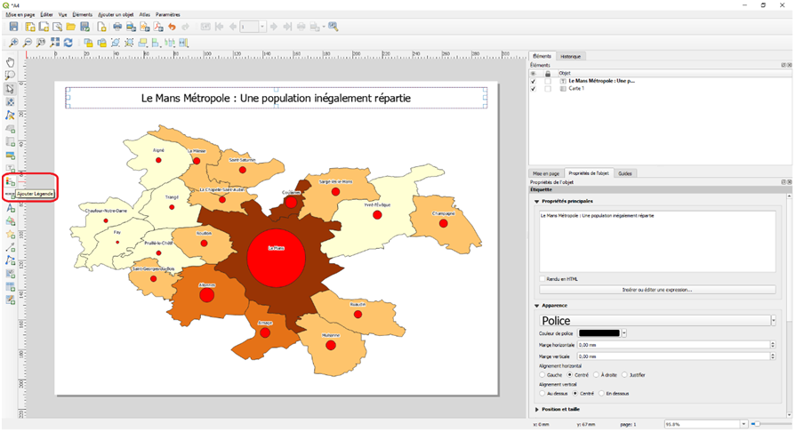 mis en page QGIS et légende