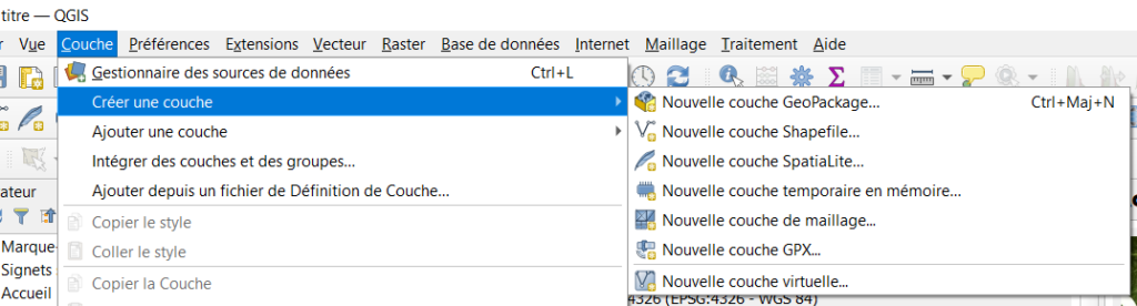 Création d'une couche Shapefile dans QGIS