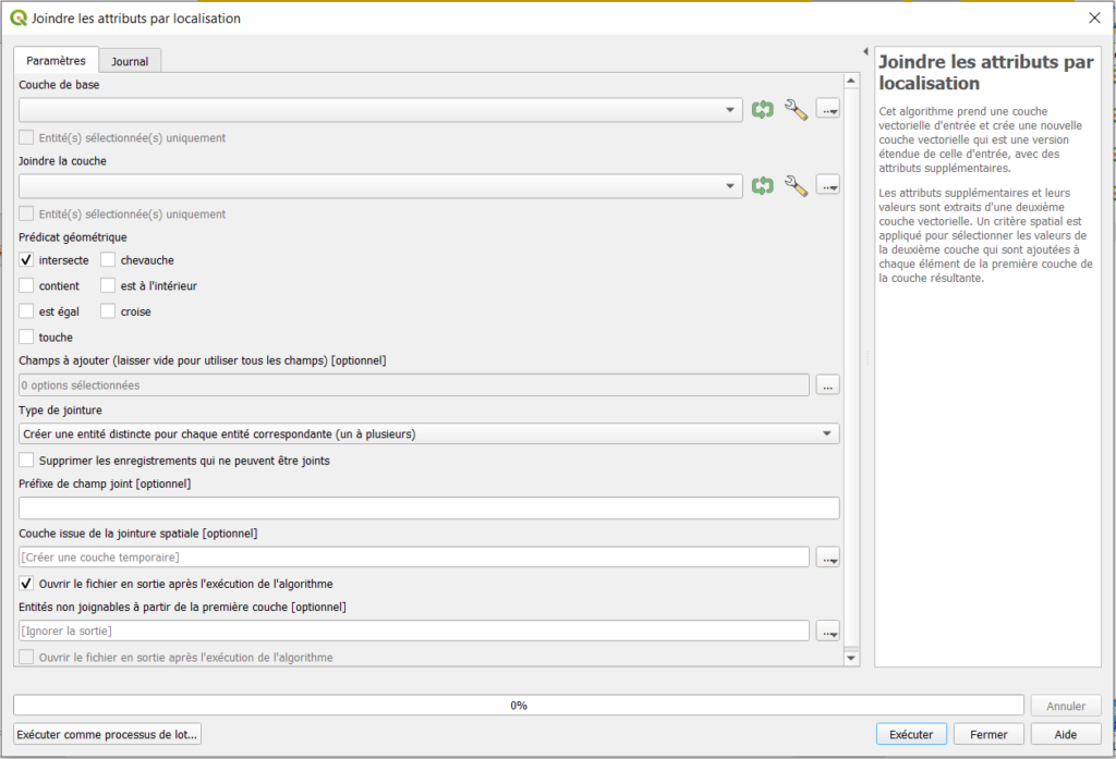 Outil QGIS "Joindre les attributs par localisation".