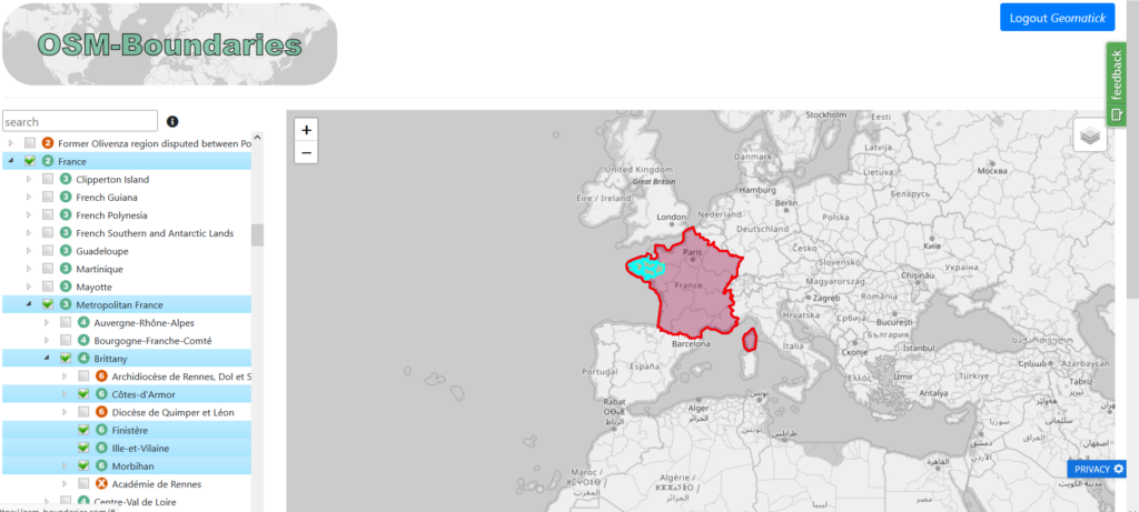 Pays du monde en format SIG sur OSM Boundaries