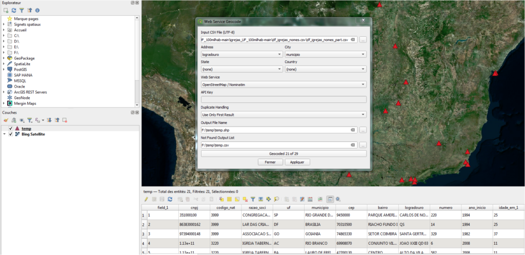 Géocodage d'adresse avec MMQGIS