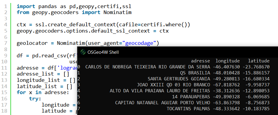 Géocodage d'adresse avec Python