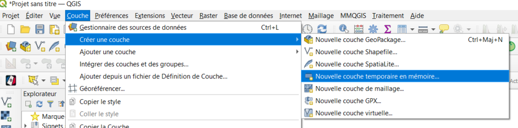 couche temporaire QGIS