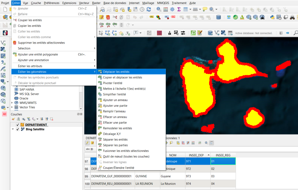 Déplacer une entité d'un vecteur dans QGIS