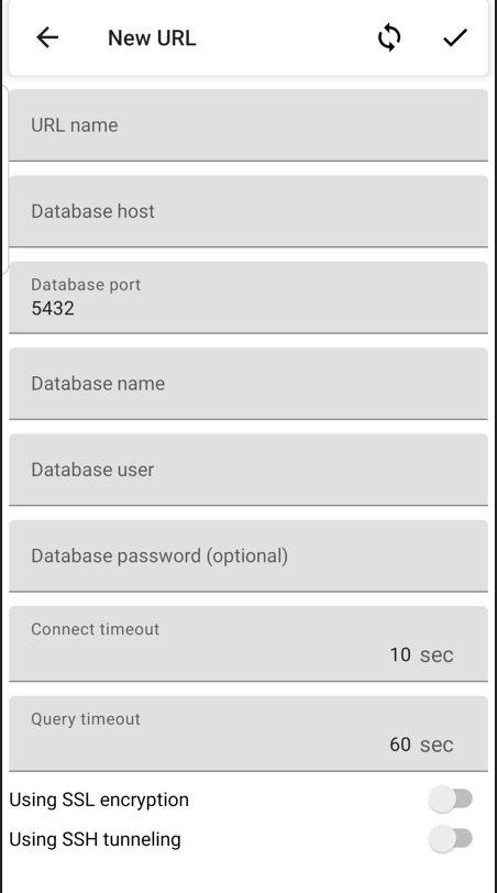 PostgreSQL Viewer sur smartphone