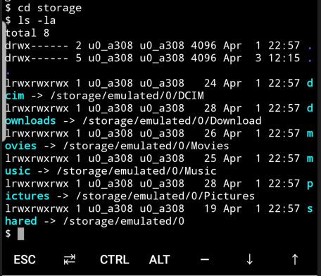 périphériques de stockage avec Termux